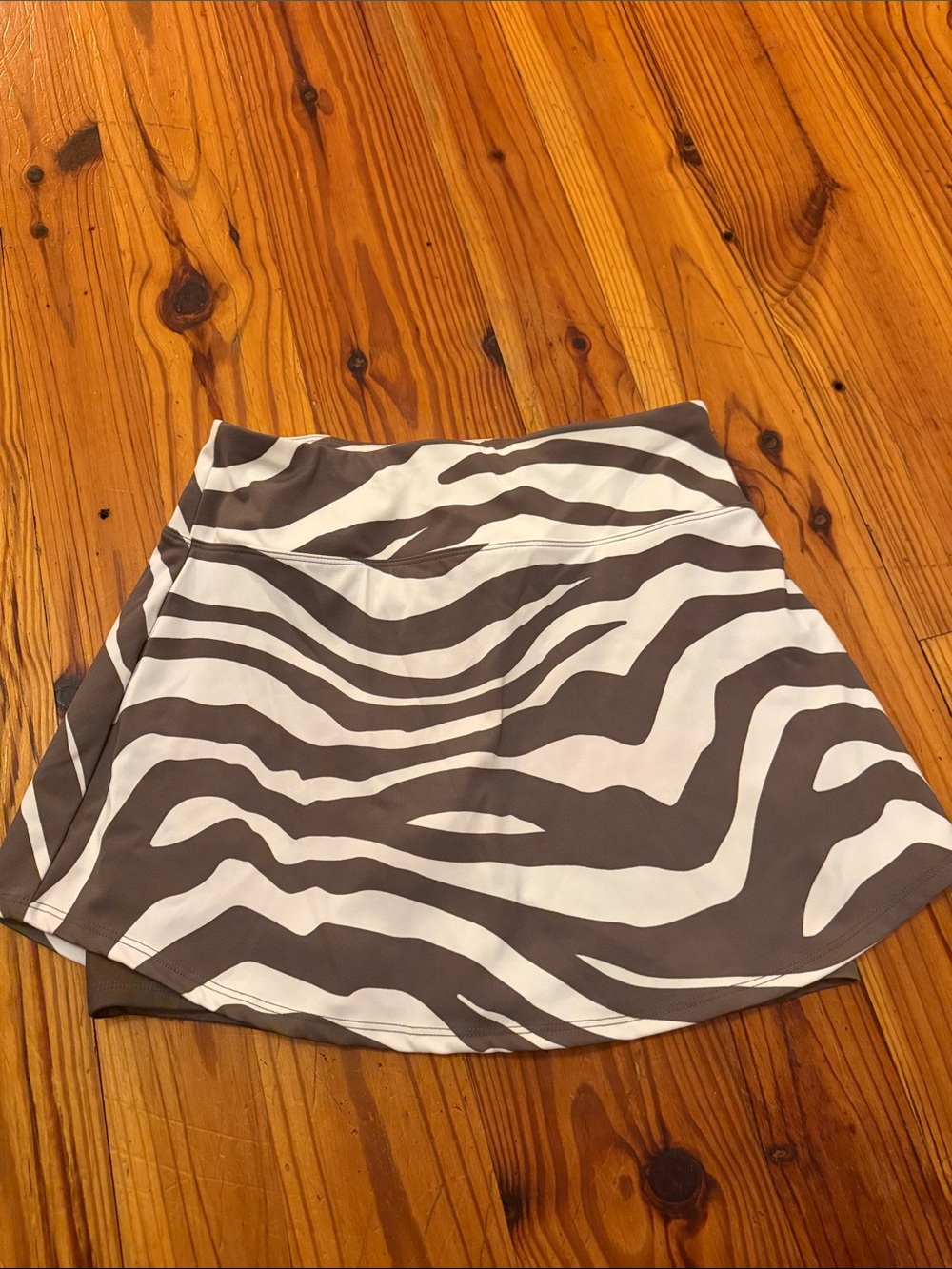 Sincerely Jules Zebra-Print Skater Mini Skirt - White & Brown